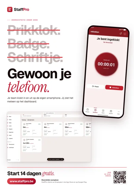 Poster: Prikklok, badge, schriftje? Gewoon je telefoon.