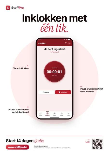 Poster: Inklokken met één tik.